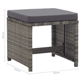 Garden Stools 2 pcs with Cushions Poly Rattan Anthracite - Low Angle