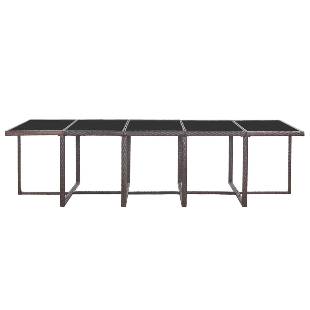 15 Piece Outdoor Dining Set with Cushions Poly Rattan Brown