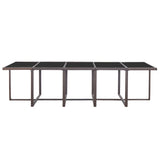 15 Piece Outdoor Dining Set with Cushions Poly Rattan Brown - Rear View