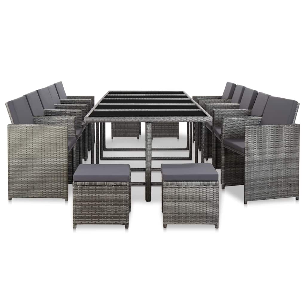 15 Piece Outdoor Dining Set with Cushions Poly Rattan Anthracite