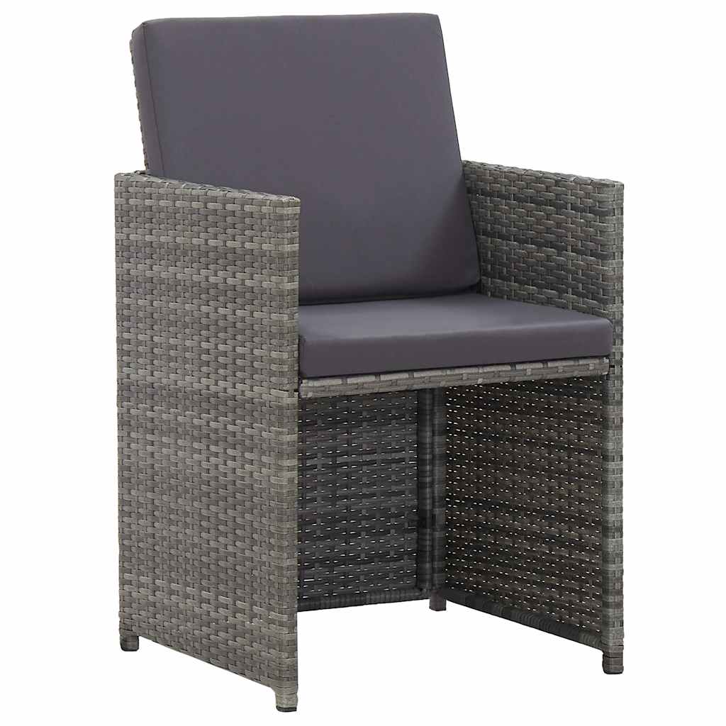15 Piece Outdoor Dining Set with Cushions Poly Rattan Anthracite