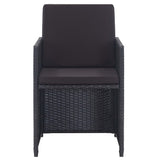 15 Piece Outdoor Dining Set with Cushions Poly Rattan Black - 45-Degree Angle