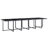 17 Piece Outdoor Dining Set with Cushions Poly Rattan Black - Top-Down View