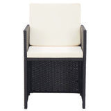 17 Piece Outdoor Dining Set with Cushions Poly Rattan Black - 45-Degree Angle