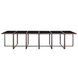 17 Piece Outdoor Dining Set with Cushions Poly Rattan Brown - Top-Down View