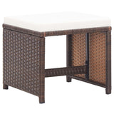 17 Piece Outdoor Dining Set with Cushions Poly Rattan Brown - Rear View