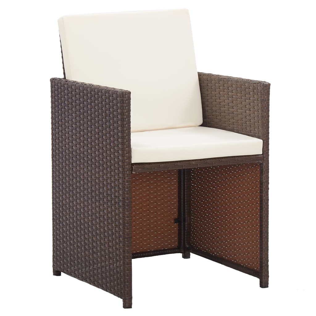 17 Piece Outdoor Dining Set with Cushions Poly Rattan Brown