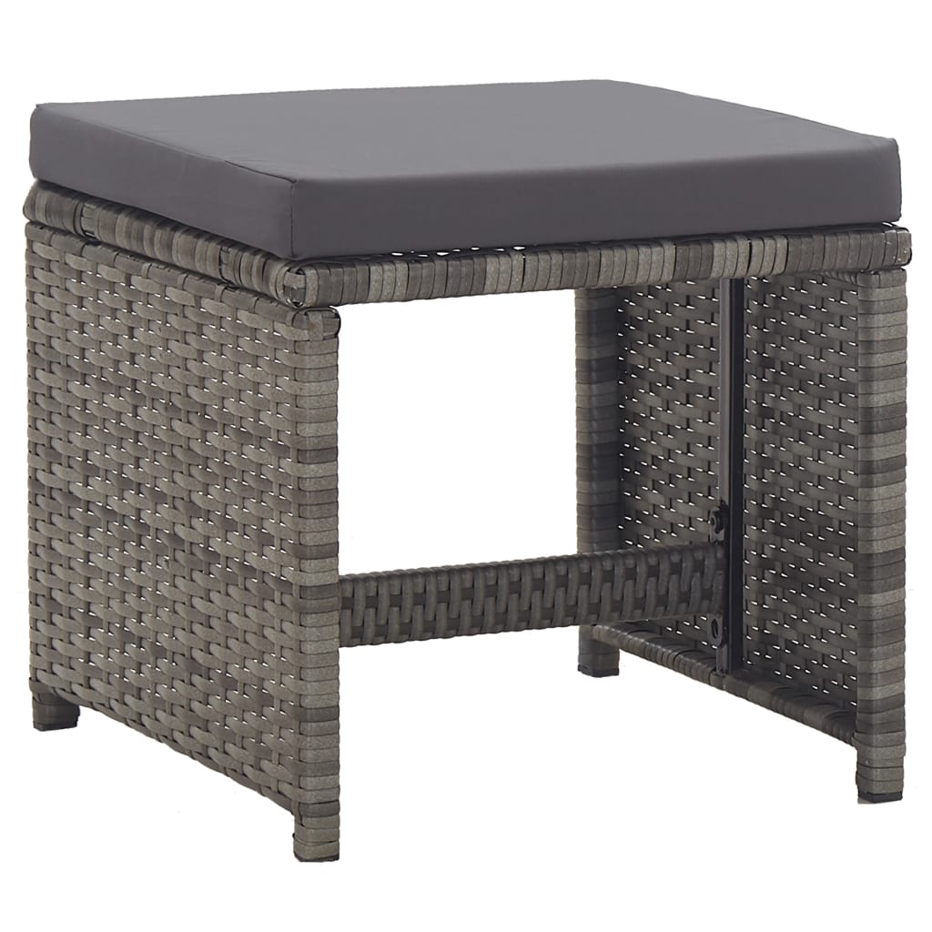 17 Piece Outdoor Dining Set with Cushions Poly Rattan Grey