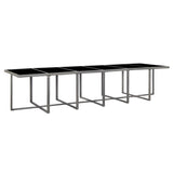 17 Piece Outdoor Dining Set with Cushions Poly Rattan Grey - Top-Down View