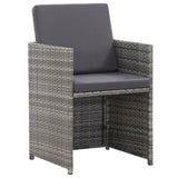 17 Piece Outdoor Dining Set with Cushions Poly Rattan Grey - Rear View