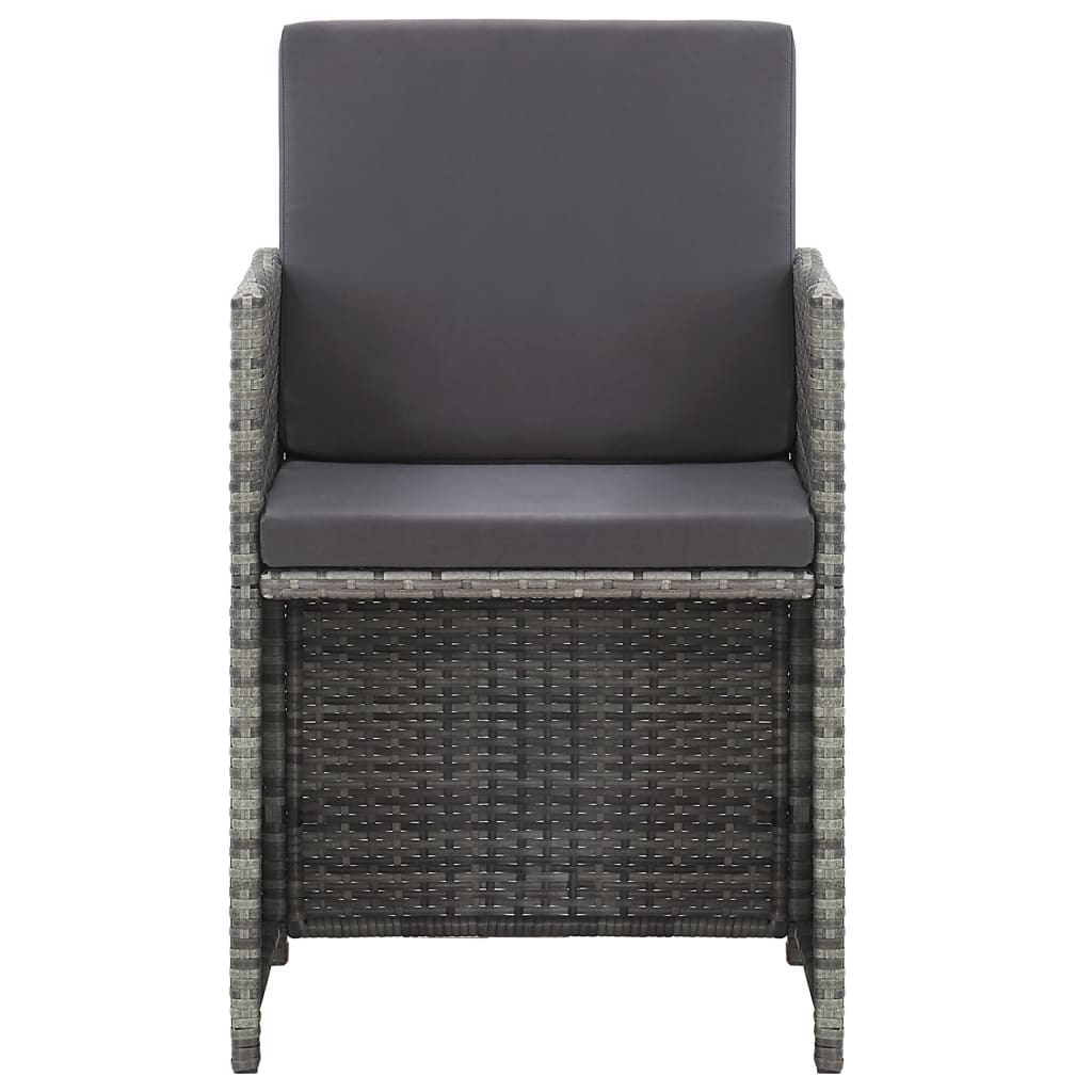 17 Piece Outdoor Dining Set with Cushions Poly Rattan Grey