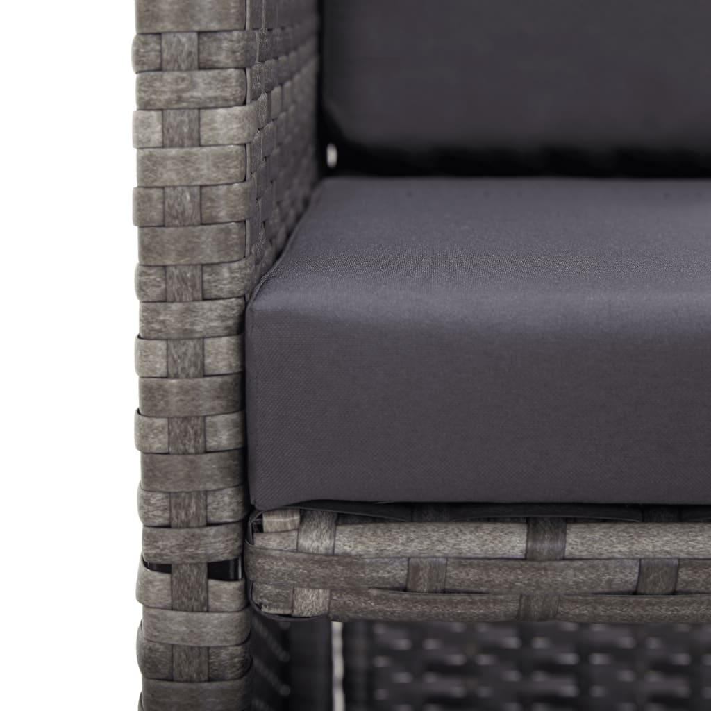 17 Piece Outdoor Dining Set with Cushions Poly Rattan Grey