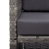 17 Piece Outdoor Dining Set with Cushions Poly Rattan Grey - Low Angle