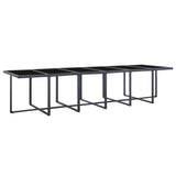 17 Piece Outdoor Dining Set with Cushions Poly Rattan Black - Side View