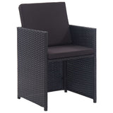 17 Piece Outdoor Dining Set with Cushions Poly Rattan Black - Rear View