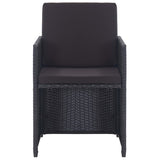 17 Piece Outdoor Dining Set with Cushions Poly Rattan Black - Close-Up Angle