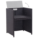 17 Piece Outdoor Dining Set with Cushions Poly Rattan Black - Low Angle