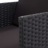 17 Piece Outdoor Dining Set with Cushions Poly Rattan Black - Extra Image