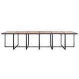 17 Piece Outdoor Dining Set with Cushions Poly Rattan Black - Rear View