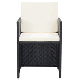 17 Piece Outdoor Dining Set with Cushions Poly Rattan Black - Low Angle