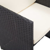 17 Piece Outdoor Dining Set with Cushions Poly Rattan Black - Extra Image