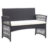 4 Piece Garden Lounge Set with Cushion Poly Rattan Black - Side View