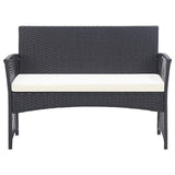 4 Piece Garden Lounge Set with Cushion Poly Rattan Black - Top-Down View
