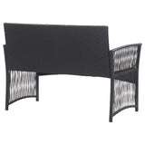 4 Piece Garden Lounge Set with Cushion Poly Rattan Black - Rear View