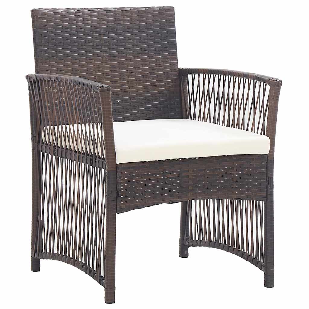 4 Piece Garden Lounge Set with Cushion Poly Rattan Brown