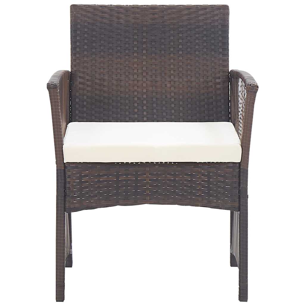 4 Piece Garden Lounge Set with Cushion Poly Rattan Brown