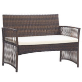 4 Piece Garden Lounge Set with Cushion Poly Rattan Brown - Low Angle