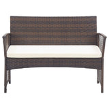 4 Piece Garden Lounge Set with Cushion Poly Rattan Brown - Extra Image