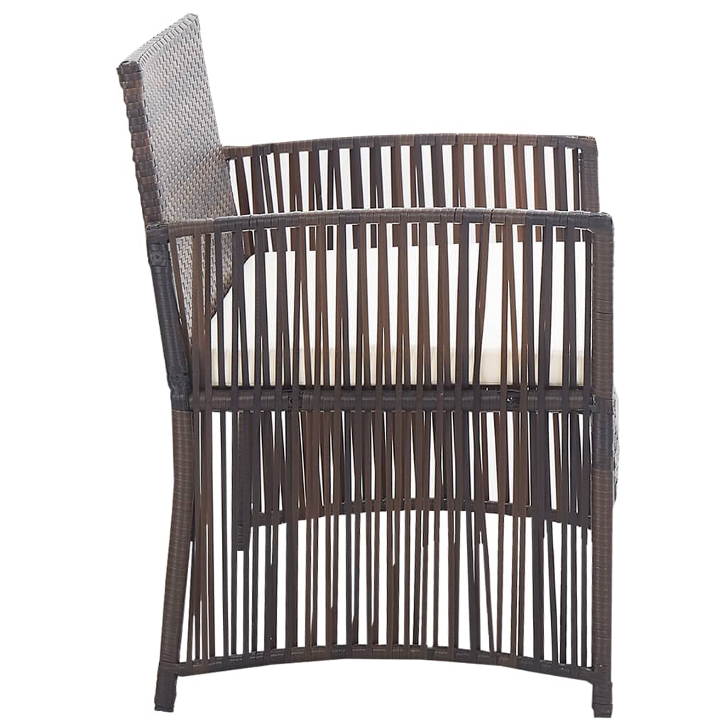 4 Piece Garden Lounge Set with Cushion Poly Rattan Brown