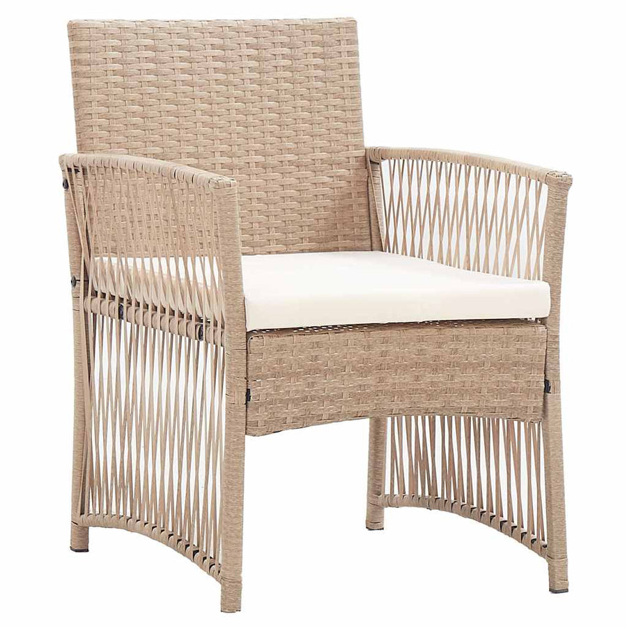 4 Piece Garden Lounge Set with Cushion Poly Rattan Beige