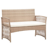 4 Piece Garden Lounge Set with Cushion Poly Rattan Beige - Low Angle