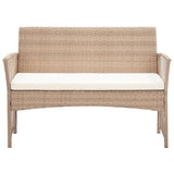 4 Piece Garden Lounge Set with Cushion Poly Rattan Beige