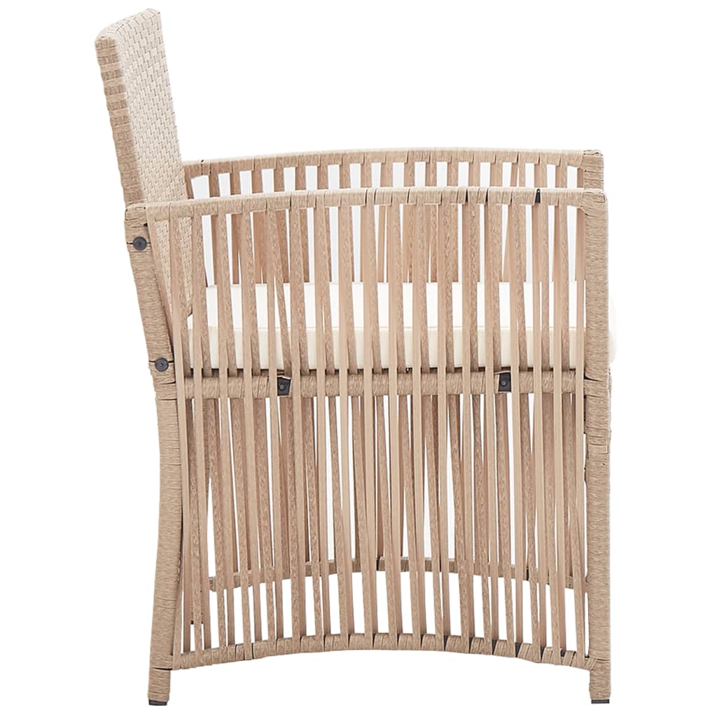 4 Piece Garden Lounge Set with Cushion Poly Rattan Beige