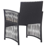 Garden Armchairs with Cushions 2 pcs Black Poly Rattan - 45-Degree Angle