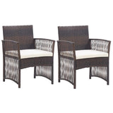 Garden Armchairs with Cushions 2 pcs Brown Poly Rattan