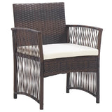 Garden Armchairs with Cushions 2 pcs Brown Poly Rattan - Front View