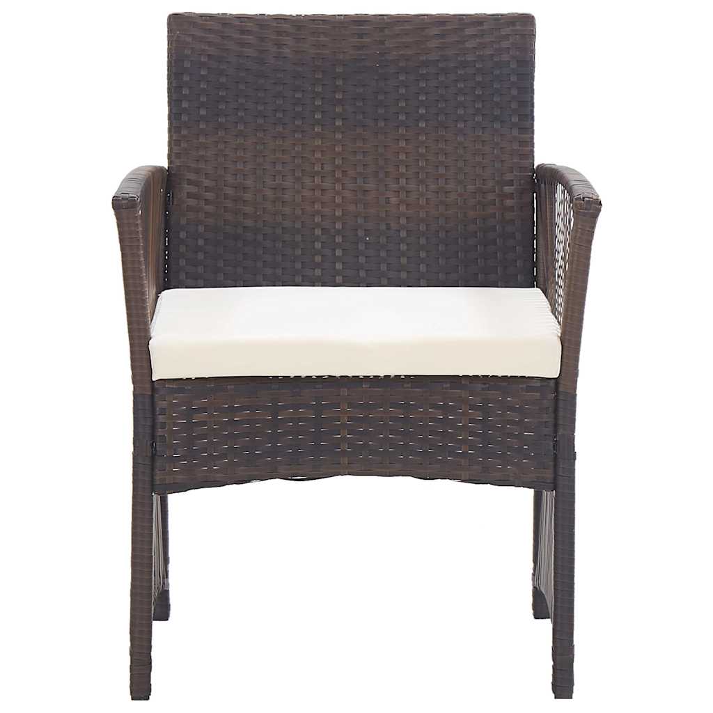 Garden Armchairs with Cushions 2 pcs Brown Poly Rattan