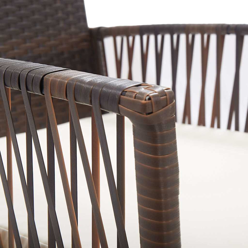Garden Armchairs with Cushions 2 pcs Brown Poly Rattan