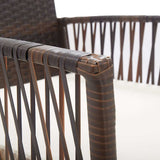 Garden Armchairs with Cushions 2 pcs Brown Poly Rattan - Rear View