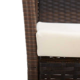 Garden Armchairs with Cushions 2 pcs Brown Poly Rattan - Close-Up Angle