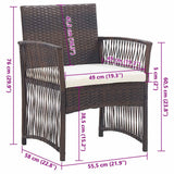 Garden Armchairs with Cushions 2 pcs Brown Poly Rattan - Low Angle