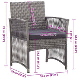 Garden Armchairs with Cushions 2 pcs Anthracite Poly Rattan - Low Angle