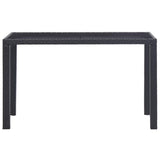 Garden Table Black 123x60x74 cm Poly Rattan - Front View