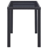 Garden Table Black 123x60x74 cm Poly Rattan - Side View