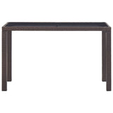 Garden Table Brown 123x60x74 cm Poly Rattan - Front View