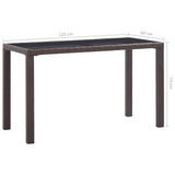Garden Table Brown 123x60x74 cm Poly Rattan